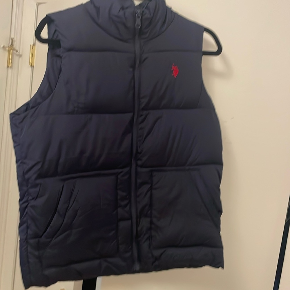 Polo vest, dark blue and red